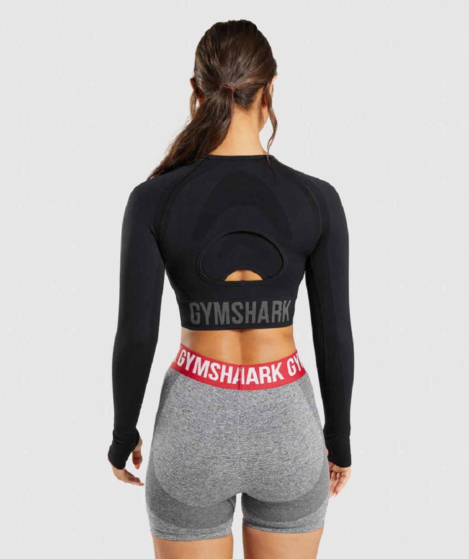 Corp Tops Gymshark Flex Sports Long Sleeve Mujer Negras | CO 2520DFM